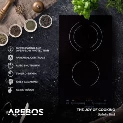 AREBOS Glass Ceramic Hob 3000 W 2 Hobs 30cm Autarkic With Sensor Touch Child Safety Lock Overheating Protection Auto Switch-off 9 AREBOS Glass Ceramic Hob 3000 W 2 Hobs 30cm Autarkic With Sensor Touch Child Safety Lock Overheating Protection Auto Switch-off -Kitchen Appliance Store 66438945 3