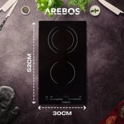 AREBOS Glass Ceramic Hob 3000 W 2 Hobs 30cm Autarkic With Sensor Touch Child Safety Lock Overheating Protection Auto Switch-off 11 AREBOS Glass Ceramic Hob 3000 W 2 Hobs 30cm Autarkic With Sensor Touch Child Safety Lock Overheating Protection Auto Switch-off -Kitchen Appliance Store 66438945 5