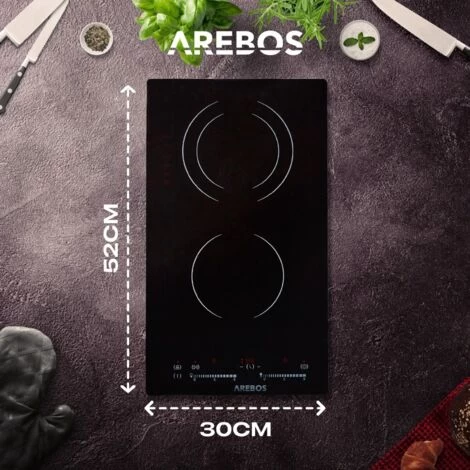 AREBOS Glass Ceramic Hob 3000 W 2 Hobs 30cm Autarkic With Sensor Touch Child Safety Lock Overheating Protection Auto Switch-off 7 AREBOS Glass Ceramic Hob 3000 W 2 Hobs 30cm Autarkic With Sensor Touch Child Safety Lock Overheating Protection Auto Switch-off - Image 5