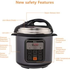 1000W Push-button Stainless Steel Electric Pressure Cooker 13 In 1 Cooking Mode, Stainless Steel Color Grey -Kitchen Appliance Store 68011493 4