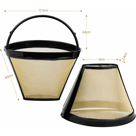 2 Pcs Reusable Coffee Filter Permanent Filter With Stainless Steel Mesh Filter Size 4 For 8-12 Cups Of Coffee Plastic Black 4 2 Pcs Reusable Coffee Filter Permanent Filter With Stainless Steel Mesh Filter Size 4 For 8-12 Cups Of Coffee Plastic Black - Image 2