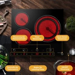 Built-in Ceramic Hob, 3 Zones Electric Cooktop In Black, 5400W Total Output, With Dual Zone Touch Control Timer Child Lock Gasland Chef CH603BF 10 Built-in Ceramic Hob, 3 Zones Electric Cooktop In Black, 5400W Total Output, With Dual Zone Touch Control Timer Child Lock Gasland Chef CH603BF -Kitchen Appliance Store 71426691 4