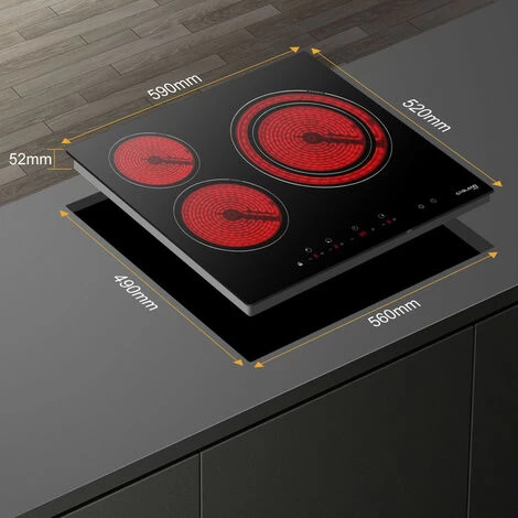 Built-in Ceramic Hob, 3 Zones Electric Cooktop In Black, 5400W Total Output, With Dual Zone Touch Control Timer Child Lock Gasland Chef CH603BF 7 Built-in Ceramic Hob, 3 Zones Electric Cooktop In Black, 5400W Total Output, With Dual Zone Touch Control Timer Child Lock Gasland Chef CH603BF - Image 5
