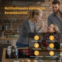 Built-in Ceramic Hob, 4 Zones Electric Cooktop In Black, 6600W Total Output, With Dual & Oval Zone Touch Control Timer Child Lock Gasland Chef CH604BF -Kitchen Appliance Store 71426699 3