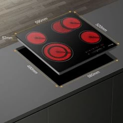 Built-in Ceramic Hob, 4 Zones Electric Cooktop In Black, 6600W Total Output, With Dual & Oval Zone Touch Control Timer Child Lock Gasland Chef CH604BF -Kitchen Appliance Store 71426699 5