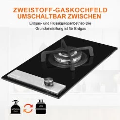 Built-in Gas Hob, Black Tempered Glass Gas Cooktop, 3.4kW Triple Ring Burner Gasland Chef GH12BF -Kitchen Appliance Store 71426703 3