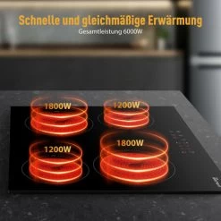 GASLAND Chef CH60BF 60cm Built-in Ceramic Hob, 4 Zones Electric Cooktop Sensor Touch Controls Timer Child Lock, 6kW -Kitchen Appliance Store 71426709 2