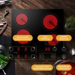 GASLAND Chef CH60BF 60cm Built-in Ceramic Hob, 4 Zones Electric Cooktop Sensor Touch Controls Timer Child Lock, 6kW -Kitchen Appliance Store 71426709 4