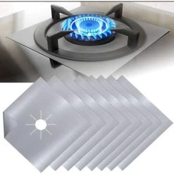 8Pcs Gas Hob Protector Teflon Silver Hob Gas Protector Gas Stove Protector Gas Stove Gas Burner Protector Non-stick Corrosion Protector (Silver 2727cm)