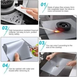 8Pcs Gas Hob Protector Teflon Silver Hob Gas Protector Gas Stove Protector Gas Stove Gas Burner Protector Non-stick Corrosion Protector (Silver 2727cm) -Kitchen Appliance Store 71973283 5