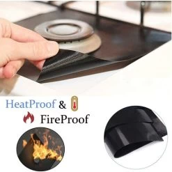 4Pcs Gas Hob Protector Teflon Silver Hob Gas Protector Gas Stove Protector Gas Stove Gas Burner Protector Non-stick Corrosion Protector (Black 2727cm) -Kitchen Appliance Store 71973326 4