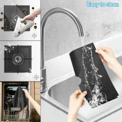 4Pcs Gas Hob Protector Teflon Silver Hob Gas Protector Gas Stove Protector Gas Stove Gas Burner Protector Non-stick Corrosion Protector (Black 2727cm) -Kitchen Appliance Store 71973326 5