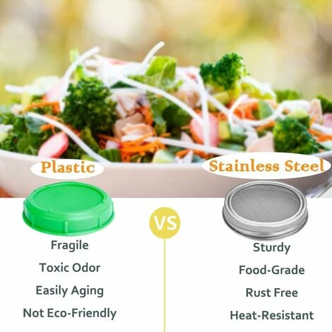 Pack Stainless Steel Sprouting Jar Lid Kit For Excellent Ventilation Wide Mouth Mason Jars Mason Jars For Making 7 Pack Stainless Steel Sprouting Jar Lid Kit For Excellent Ventilation Wide Mouth Mason Jars Mason Jars For Making - Image 5