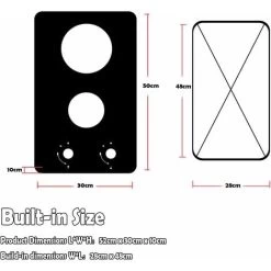 Karinear 30cm Built-in 2 Burners Gas Hob Black Tempered Glass Gas Cooktop, Cast Iron Pan Support, NG/LPG Convertible -Kitchen Appliance Store 72566701 2