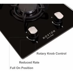NOXTON Built-in 30cm 2 Burner Gas Hob Domino Black Glass Cooker With LPG Kit &FFD [Energy Class A+] -Kitchen Appliance Store 72566702 4