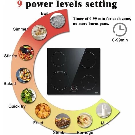 Induction Hob, 4 Zones Built-in Electric Hob 60cm Induction Cooker 6400w Touch Control, Child-safety Lock, Stop&go Function, Hard Wire, No Plug Included 6 Induction Hob, 4 Zones Built-in Electric Hob 60cm Induction Cooker 6400w Touch Control, Child-safety Lock, Stop&go Function, Hard Wire, No Plug Included - Image 4
