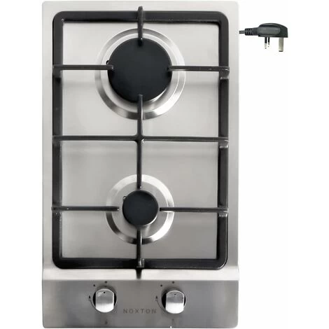 NOXTON Built-in 2 Burner Gas Cooker, Stainless Steel Gas Hob With Plug, Cast Iron Pan Support, Flame Out Protection, NG/LPG Kit 3 NOXTON Built-in 2 Burner Gas Cooker, Stainless Steel Gas Hob With Plug, Cast Iron Pan Support, Flame Out Protection, NG/LPG Kit