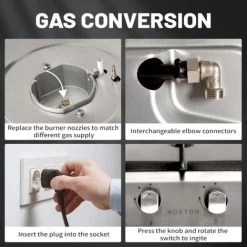 NOXTON Built-in 2 Burner Gas Cooker, Stainless Steel Gas Hob With Plug, Cast Iron Pan Support, Flame Out Protection, NG/LPG Kit 10 NOXTON Built-in 2 Burner Gas Cooker, Stainless Steel Gas Hob With Plug, Cast Iron Pan Support, Flame Out Protection, NG/LPG Kit -Kitchen Appliance Store 72566706 4