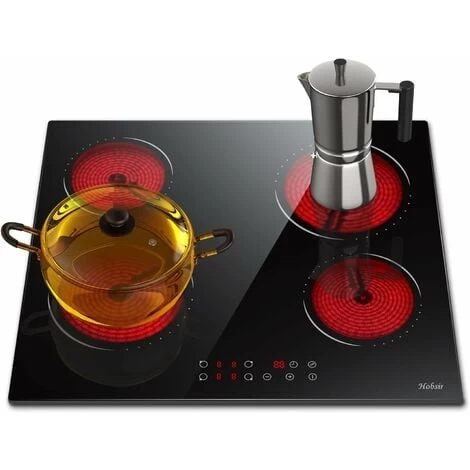 Electric Hob 4 Zone Ceramic Hob 60 Cm With Touch Control 6000W 9 Power Levels Safety Lock Auto Switch Off Safety Residual Heat Indicator Hard Wire, No Plug Included 3 Electric Hob 4 Zone Ceramic Hob 60 Cm With Touch Control 6000W 9 Power Levels Safety Lock Auto Switch Off Safety Residual Heat Indicator Hard Wire, No Plug Included