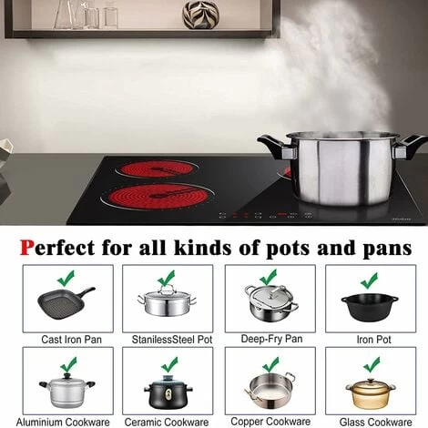 Electric Hob 4 Zone Ceramic Hob 60 Cm With Touch Control 6000W 9 Power Levels Safety Lock Auto Switch Off Safety Residual Heat Indicator Hard Wire, No Plug Included 5 Electric Hob 4 Zone Ceramic Hob 60 Cm With Touch Control 6000W 9 Power Levels Safety Lock Auto Switch Off Safety Residual Heat Indicator Hard Wire, No Plug Included - Image 3