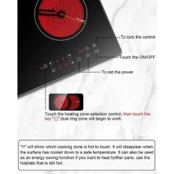 Karinear Ceramic Hob, 60cm Built-in 4 Zones Electric Cooktop With Dual Oval Zone 6600W, Hard Wired, No Plug Included 9 Karinear Ceramic Hob, 60cm Built-in 4 Zones Electric Cooktop With Dual Oval Zone 6600W, Hard Wired, No Plug Included -Kitchen Appliance Store 72566712 3