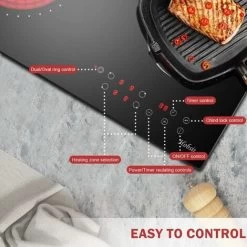 Ceramic Hob, 4 Zone Built-in Electric Hob 60cm, Ceramic Cooktop With Touch Control, 6400W, 9 Power Levels, Dual Ring Zone, Oval Zone, Timer, Child Lock, For All Pots, Hard Wired, Without Plug 10 Ceramic Hob, 4 Zone Built-in Electric Hob 60cm, Ceramic Cooktop With Touch Control, 6400W, 9 Power Levels, Dual Ring Zone, Oval Zone, Timer, Child Lock, For All Pots, Hard Wired, Without Plug -Kitchen Appliance Store 72566715 4