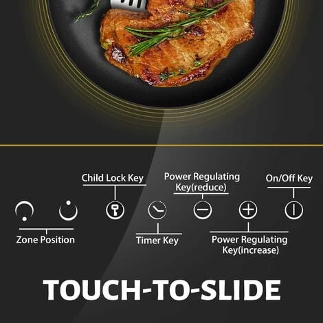 NOXTON Ceramic Hob, 2 Zone Domino Cooker Built-in 30cm Electric Hobs Black Glass Hot Plate Cooktop With Touch Controls 4 NOXTON Ceramic Hob, 2 Zone Domino Cooker Built-in 30cm Electric Hobs Black Glass Hot Plate Cooktop With Touch Controls - Image 3