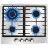 NOXTON Built-in 4 Burner Gas Cooker, Stainless Steel Gas Hob With Flame Out Protection, Cast Iron Pan Support, NG/LPG Kit, 59cm X 51cm -Kitchen Appliance Store 72566718 1