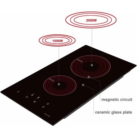 NOXTON Induction Hob Built-in 2 Zone Domino Electric Hobs With Touch Controls Black Glass Hot Plate 30cm 3500W 4 NOXTON Induction Hob Built-in 2 Zone Domino Electric Hobs With Touch Controls Black Glass Hot Plate 30cm 3500W - Image 2