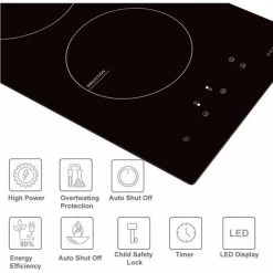 NOXTON Induction Hob Built-in 2 Zone Domino Electric Hobs With Touch Controls Black Glass Hot Plate 30cm 3500W 10 NOXTON Induction Hob Built-in 2 Zone Domino Electric Hobs With Touch Controls Black Glass Hot Plate 30cm 3500W -Kitchen Appliance Store 72566725 4