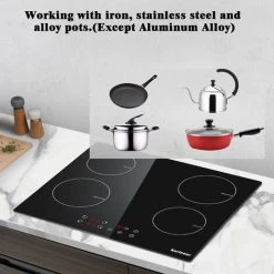 Karinear Plug In Induction Hob, 60cm 4 Zones Electric Hob With Touch Control, Black Vitro Ceramic Glass -Kitchen Appliance Store 72566726 5