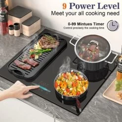 Plug In Induction Hob, Hobsir 4 Zones Electric Hob 60cm With Flexible Zone For Griddle Plate, Bulit-in, 2800W, Slider Touch, Timer, Child-safety Lock, Pause Function,13 Amp -Kitchen Appliance Store 73150179 4