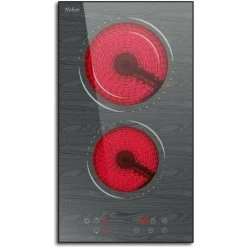 2 Zone Ceramic Hob, Hobsir Built-in Electric Hob 30cm, Marble, 3200W, Touch Control, Doul Zone, 9 Heating Levels, Safety Lock, Timer, Hard Wire, No Plug Included, LH06