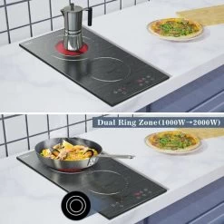 2 Zone Ceramic Hob, Hobsir Built-in Electric Hob 30cm, Marble, 3200W, Touch Control, Doul Zone, 9 Heating Levels, Safety Lock, Timer, Hard Wire, No Plug Included, LH06 9 2 Zone Ceramic Hob, Hobsir Built-in Electric Hob 30cm, Marble, 3200W, Touch Control, Doul Zone, 9 Heating Levels, Safety Lock, Timer, Hard Wire, No Plug Included, LH06 -Kitchen Appliance Store 73150181 3