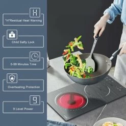 2 Zone Ceramic Hob, Hobsir Built-in Electric Hob 30cm, Marble, 3200W, Touch Control, Doul Zone, 9 Heating Levels, Safety Lock, Timer, Hard Wire, No Plug Included, LH06 11 2 Zone Ceramic Hob, Hobsir Built-in Electric Hob 30cm, Marble, 3200W, Touch Control, Doul Zone, 9 Heating Levels, Safety Lock, Timer, Hard Wire, No Plug Included, LH06 -Kitchen Appliance Store 73150181 5