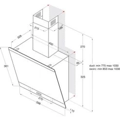 Hotpoint Angled Cooker Hood Kitchen Extractor Fan In Black / SS - PHVP 6.6F LM K -Kitchen Appliance Store 78211309 5