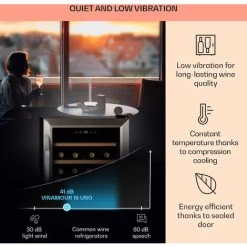 Klarstein Vinamour 16 Uno Wine Fridge 16 Bottles/42 Litres 5-18°C 41dB Glass -Kitchen Appliance Store 83740595 4