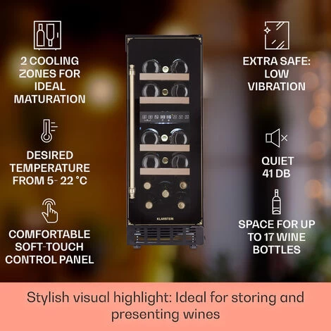 Klarstein Vinovilla 17 Built-In Duo Vilhelmine Edition Wine Fridge 17 Bottles 3-Colour Glass Door 3 Klarstein Vinovilla 17 Built-In Duo Vilhelmine Edition Wine Fridge 17 Bottles 3-Colour Glass Door - Image 2