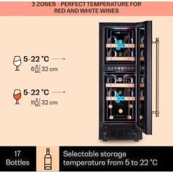 Klarstein Vinovilla 17 Built-In Duo Vilhelmine Edition Wine Fridge 17 Bottles 3-Colour Glass Door 8 Klarstein Vinovilla 17 Built-In Duo Vilhelmine Edition Wine Fridge 17 Bottles 3-Colour Glass Door -Kitchen Appliance Store 87106525 3