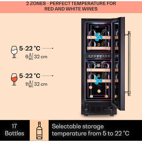 Klarstein Vinovilla 17 Built-In Duo Vilhelmine Edition Wine Fridge 17 Bottles 3-Colour Glass Door 4 Klarstein Vinovilla 17 Built-In Duo Vilhelmine Edition Wine Fridge 17 Bottles 3-Colour Glass Door - Image 3