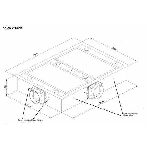 ViandPro - VP-CH4220-EX Scorpio 100 X 70cm Ceiling Hood With 1200m3/h External Motor 4 ViandPro - VP-CH4220-EX Scorpio 100 X 70cm Ceiling Hood With 1200m3/h External Motor - Image 2