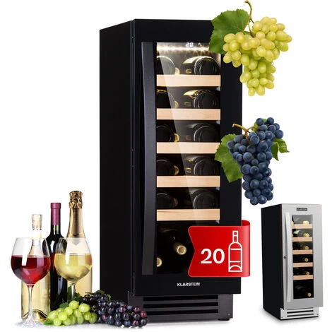 Klarstein Vinovilla 20 Built-In Wine Fridge 50l / 20 Bottles Glass Door Stainless Steel 3 Klarstein Vinovilla 20 Built-In Wine Fridge 50l / 20 Bottles Glass Door Stainless Steel