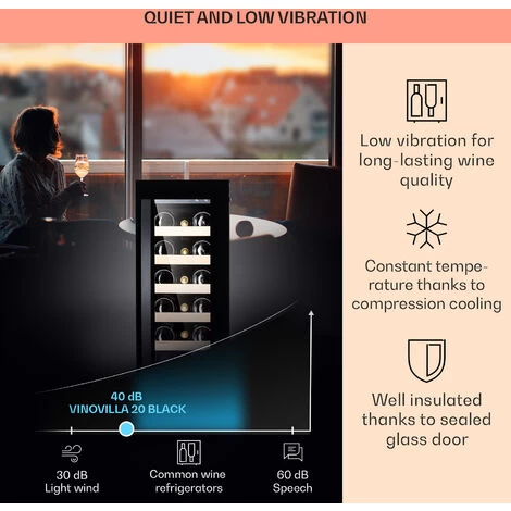 Klarstein Vinovilla 20 Built-In Wine Fridge 50l / 20 Bottles Glass Door Stainless Steel 6 Klarstein Vinovilla 20 Built-In Wine Fridge 50l / 20 Bottles Glass Door Stainless Steel - Image 4