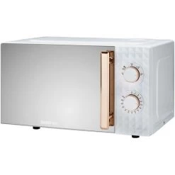 Diamond White And Rose Gold Effect Microwave Capacity 20L Mirror Finish Door