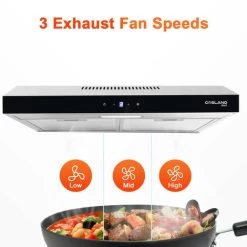 Gasland Chef SR60SS Visor Cooker Hoods 60cm, Quiet Cooker Hood Exhaust 202 M³/h With Carbon Filters Recirculating, 3 Levels Touch Control Undercabinet Extractor Stainless Steel Silver Glass Screens [E -Kitchen Appliance Store 90748752 4