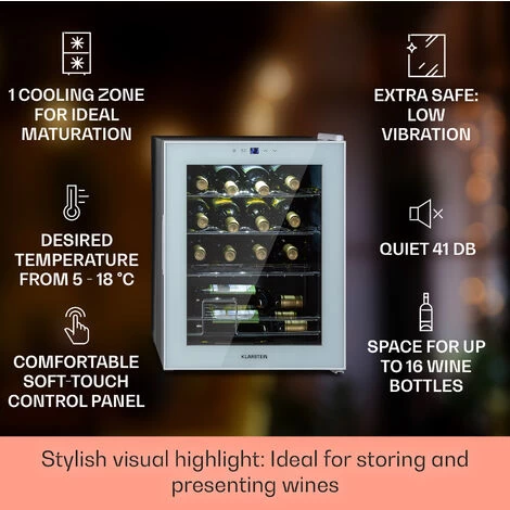 Klarstein Shiraz 16 Quartz Wine Fridge 42l Touch Control Panel 160 W 5-18 °C 4 Klarstein Shiraz 16 Quartz Wine Fridge 42l Touch Control Panel 160 W 5-18 °C - Image 2