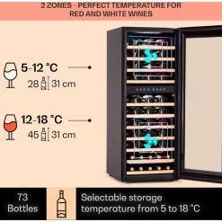 Klarstein Barossa 73 Duo Wine Refrigerator 2 Zones 192 Litres 73 Bottles Touch Display -Kitchen Appliance Store 92881332 3