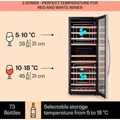 Klarstein Vinamour 73 Duo Wine Fridge 2 Zones 192 L / 73 Bottles 5-18°C Touch -Kitchen Appliance Store 94381220 3