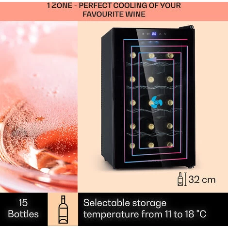 Klarstein Barolo 15 Uno Wine Fridge 48 Ltr 15 Bottles 11-18°C SingleZone 5 Klarstein Barolo 15 Uno Wine Fridge 48 Ltr 15 Bottles 11-18°C SingleZone - Image 3