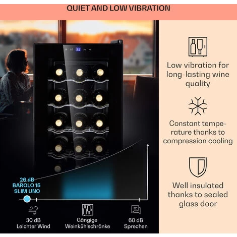 Klarstein Barolo 15 Uno Wine Fridge 48 Ltr 15 Bottles 11-18°C SingleZone 6 Klarstein Barolo 15 Uno Wine Fridge 48 Ltr 15 Bottles 11-18°C SingleZone - Image 4